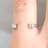 Toi et Moi Diamond Ring – Genuine Twin Princess Cut Diamond Ring - Open April Birthstone Ring –– Handmade Bridesmaid Wedding Jewelry Gift – Promise Ring
