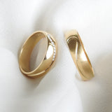 His & Hers Unique Engagement Rings in 18K Gold  - Yin & Yang Wedding Bands - Complementary Heart-shaped Wedding Rings
