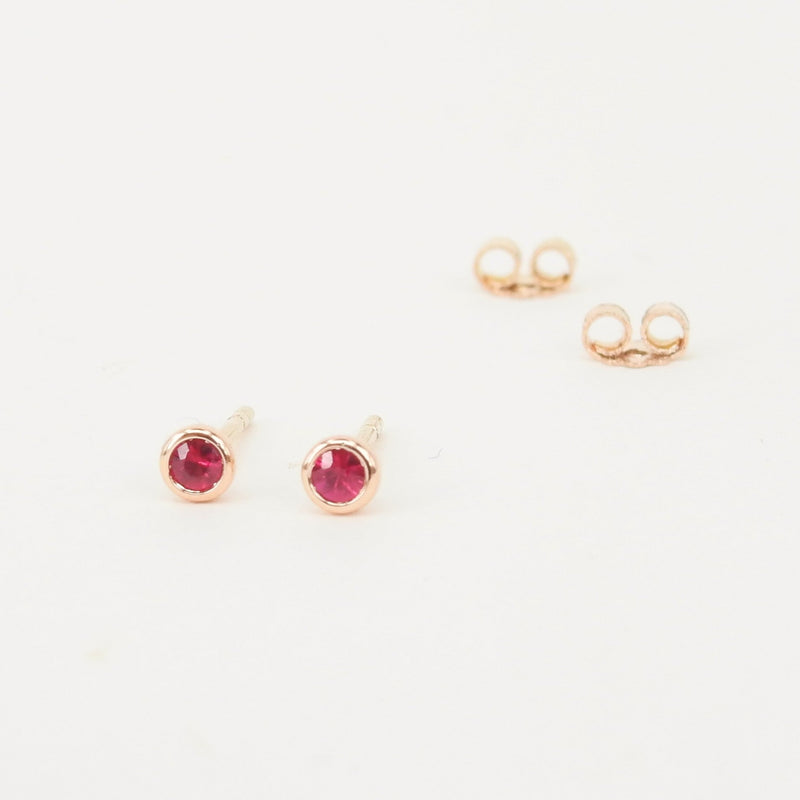Bezel Ruby Stud Earrings