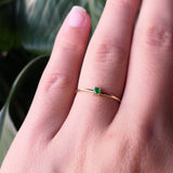 Dainty Genuine Colombian Emerald Ring – Small May Birthstone Ring – Simple Emerald Stacking Ring – Minimalist Natural Emerald Promise Ring