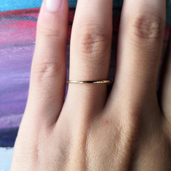 Thin Wedding Band for Couples - Handmade 18k Gold Pinky Ring
