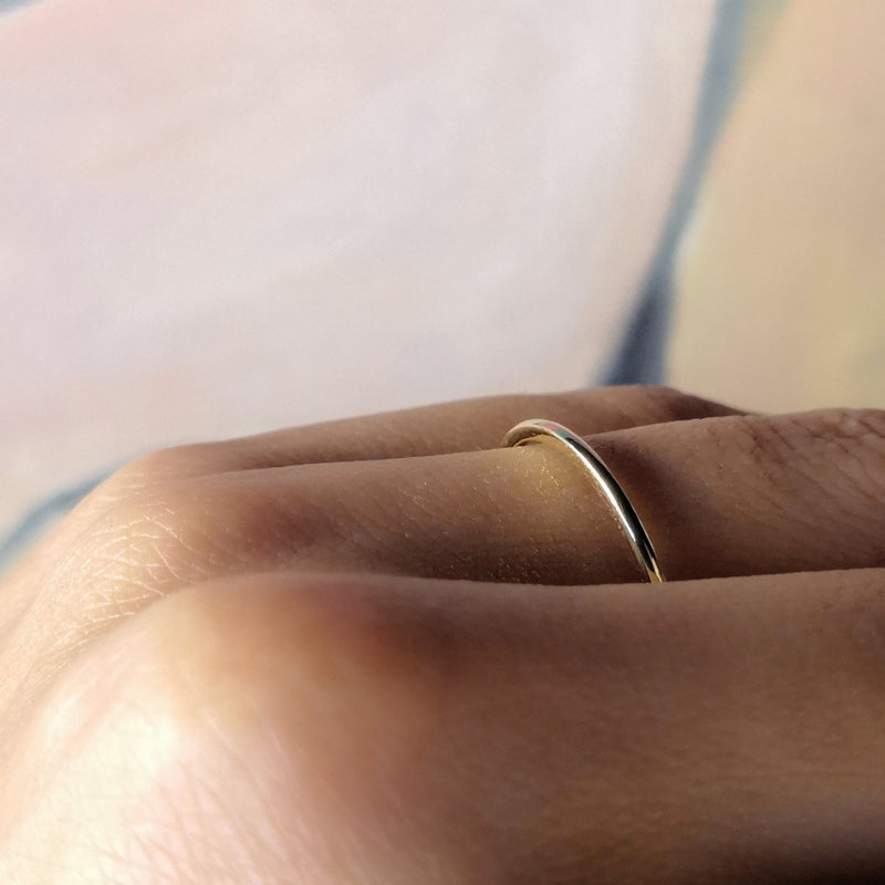 Thin Solid 18k Gold Ring – Simple Gold Wedding Band – Promise Rings For Couples – Small Gold Dome Ring – Pinky Ring - Handmade Jewelry