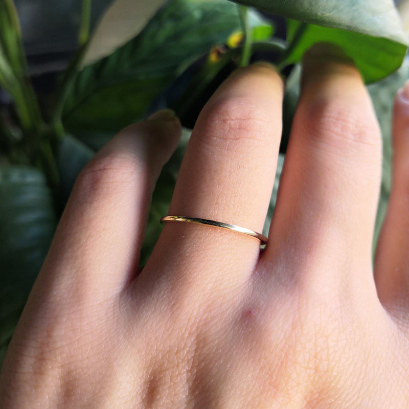 Thin Solid 18k Gold Ring – Simple Gold Wedding Band – Promise Rings For Couples – Small Gold Dome Ring – Pinky Ring - Handmade Jewelry
