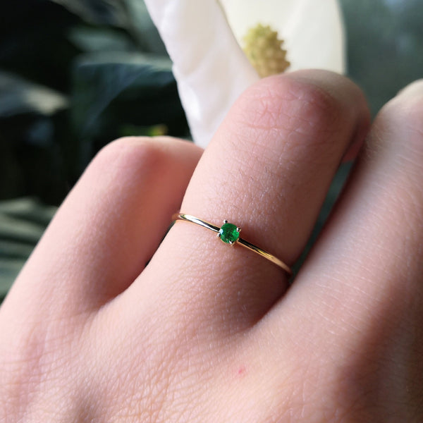 Natural Minimalist Dainty Colombian Emerald Ring