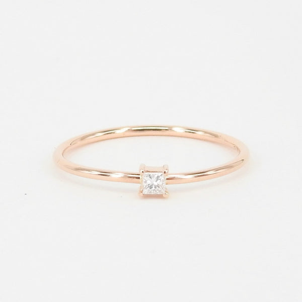 Princess Cut Diamond Engagement Ring – Minimal Square Diamond Promise Ring