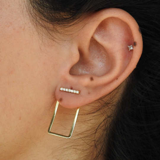 Bridal Diamond Bar Earrings - Dangle Earrings - Statement earrings - Bridesmaid Gift - Wedding Earrings - Minimalist Earrings