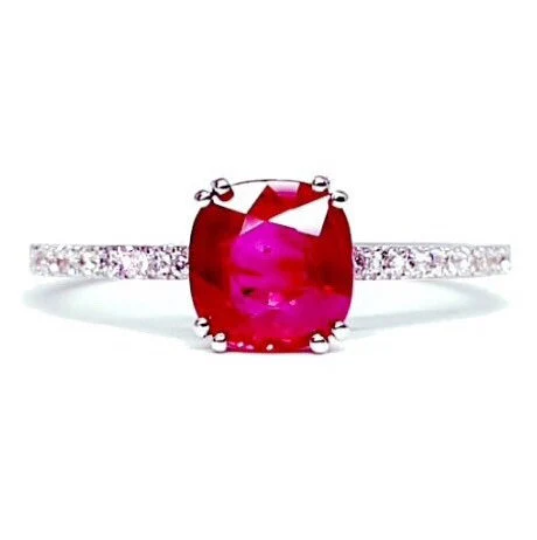 1.28 CT Deep Red Ruby Engagement Ring