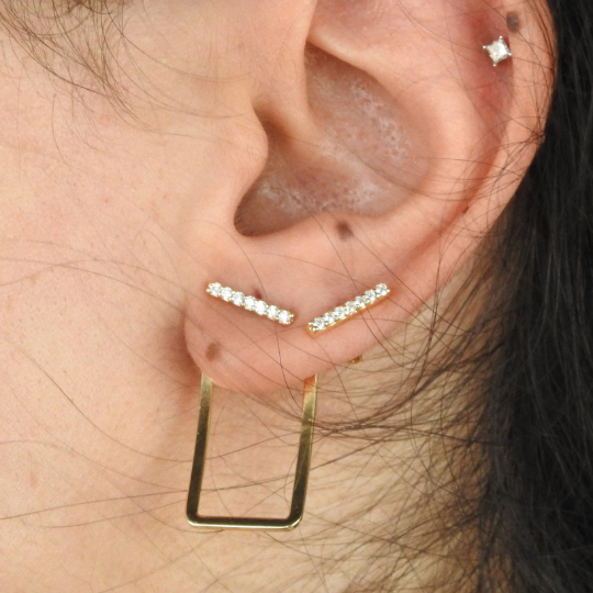 Bridal Diamond Bar Earrings • Dangle Earrings • Statement earrings • Bridesmaid Gift • Wedding Earrings • Minimalist Earrings