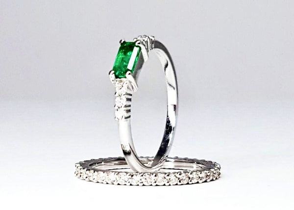 Emerald Engagement Set "Stackable Duo"