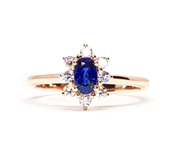 0.35 Ct Intense Blue Sapphire Ring