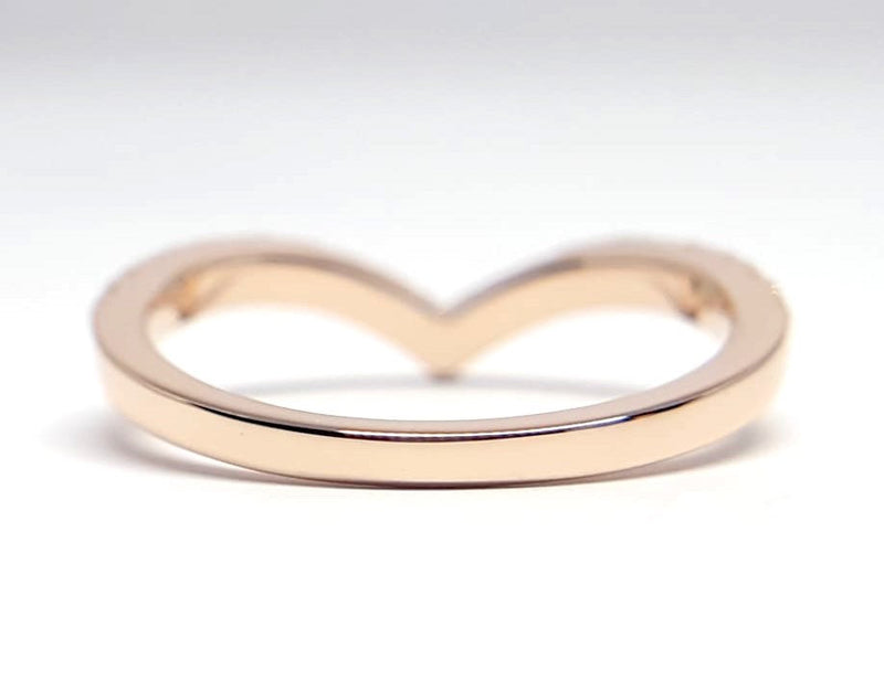 V Shaped Ring – Wishbone Diamond Wedding Band – Chevron Genuine Diamond Ring – Wave Curved Diamond Ring – Handmade Wedding Jewelry