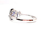 Blue Sapphire & Marquise Diamond Engagement Ring  - September Birthstone