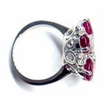 Vivid Red Ruby Flower Ring