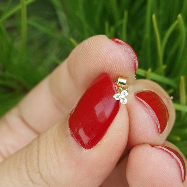 Natural Tiny Trio Diamond Stud Earrings
