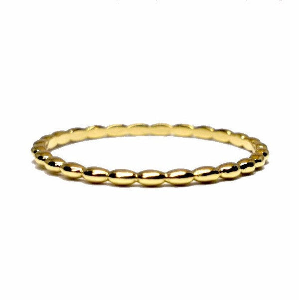 Oval Beaded 18k Gold Promise Ring