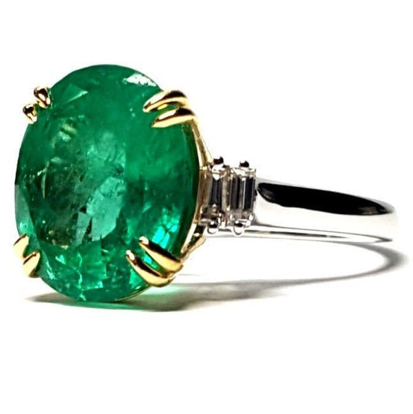 Large 5.2 Ct. Oval Colombian Emerald Engagement Ring