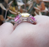 Unique Pink & Yellow Sapphire Engagement Ring - September Birthstone