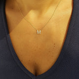 Natural Dainty Diamond Initial Pendant – Simple Delicate Custom Letter Necklace