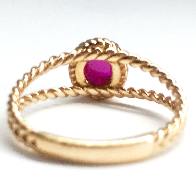 Natural Ruby Solitaire Engagement Ring – Twisted Nature Inspired Victorian Ruby Ring - Solid Gold Ruby Stacking Ring - July Birthstone Ring