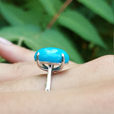Sleeping Beauty Turquoise Ring – Genuine Oval Turquoise Ring – Large December Birthstone Ring - Solid 18k Gold Turquoise engagement Ring