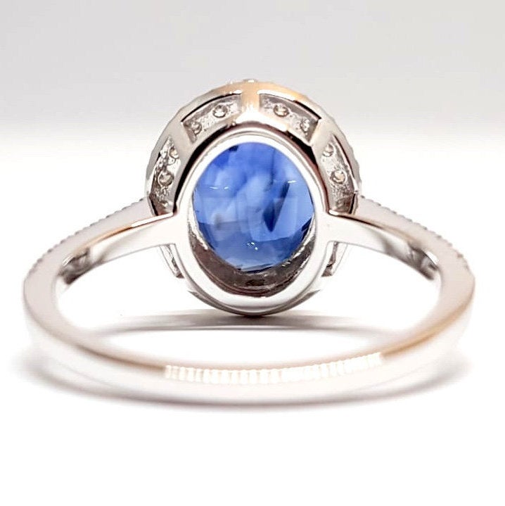 Sapphire Engagement Ring - Natural Vivid Blue 3.12 Ct