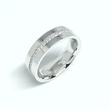 6 mm Flat wedding band made with 18k White gold and Natural Diamonds