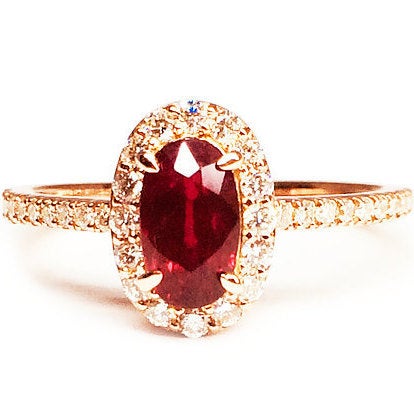 Ruby Engagement Ring - Natural 1.1 ct Vivid Red