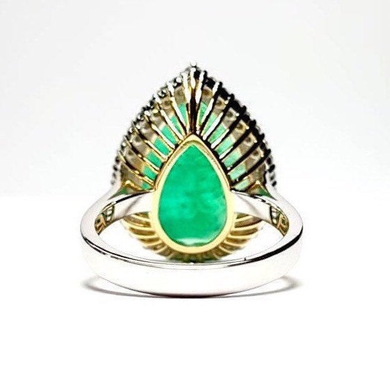 Large Pear 10.22 Ct Colombian Emerald Engagement Ring