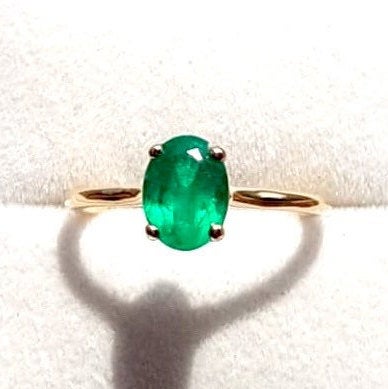 Natural Oval 1.2 Ct Colombian Emerald Engagement Ring
