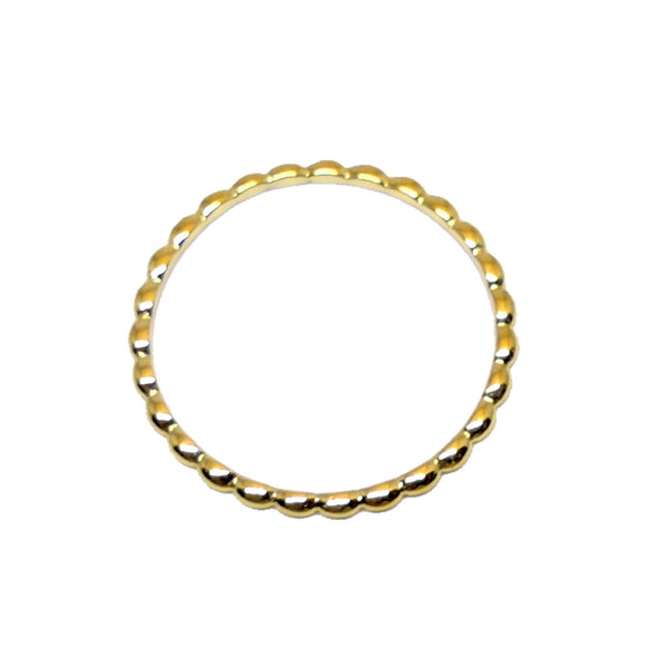 Oval Beaded 18k Gold Promise Ring