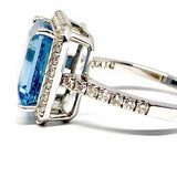 Natural Emerald-Cut Aquamarine Engagement Ring - Large March Birthstone Ring