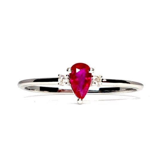 Dainty Natural Ruby and Diamond Engagement Ring