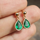 Vintage Bezel Emerald Earrings