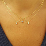 Bezel Diamond Solitaire Necklace – April Birthstone Necklace – Handmade Tiny Delicate Wedding Jewelry Gift – Dainty Bride Diamond Necklace