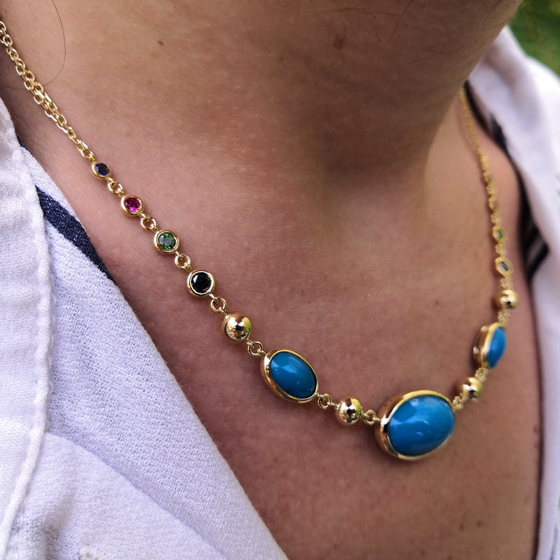 Sleeping Beauty Turquoise Bezel Necklace