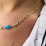 Natural Oval Sleeping Beauty Turquoise Bezel Necklace