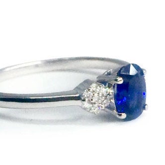 Natural Oval Sapphire Flower Illusion Engagement Ring