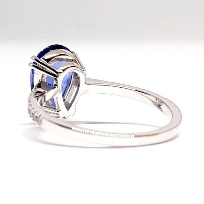 Sapphire Engagement Ring - Natural 1.8 Ct Intense Blue Sapphire