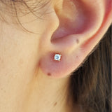 Dainty Diamond Earrings – Tiny Diamond Studs – Delicate Genuine Diamond Earrings – Small Solitaire Earrings – Small Diamond Bridal Set