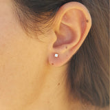 Small Delicate Genuine Diamond Stud Earrings