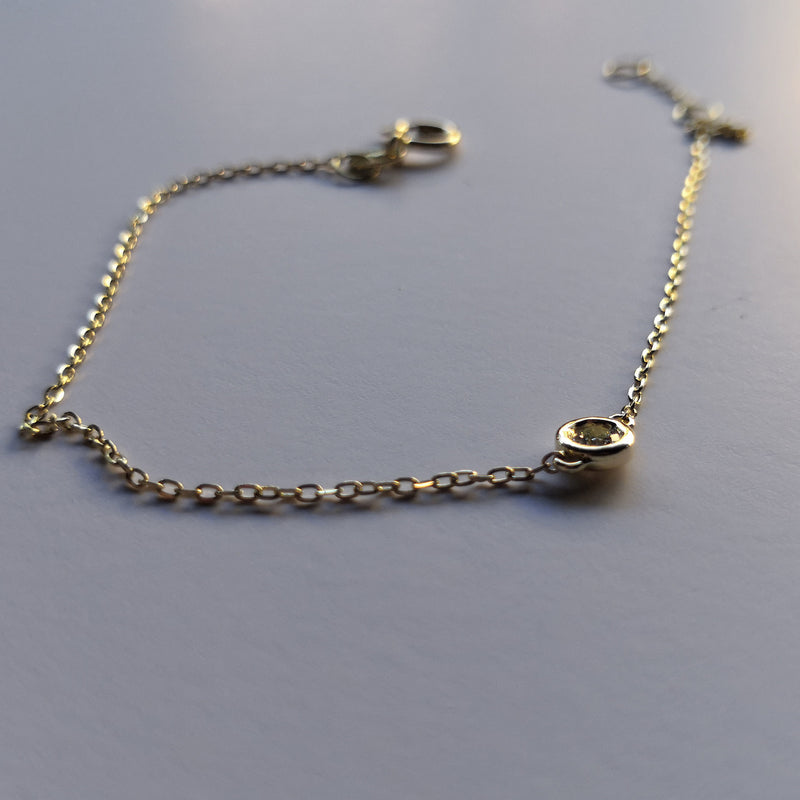 Dainty Diamond Bezel Bracelet – Genuine Solitaire Diamond Bracelet – Minimal Diamond Wedding Bracelet Set – Handmade Jewelry