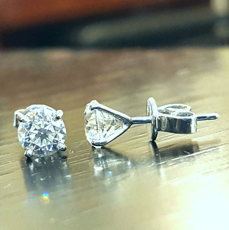 Natural Diamond Martini Stud Earrings -2 Ct