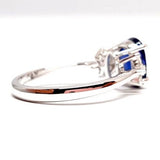 Blue Sapphire & Marquise Diamond Engagement Ring  - September Birthstone