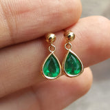 Vintage Bezel Emerald Earrings