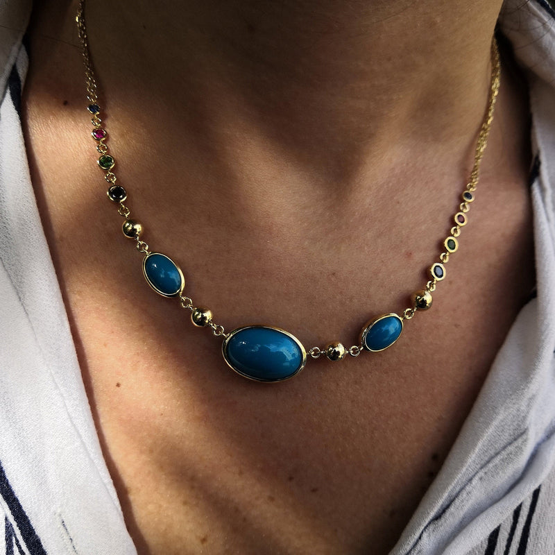 Sleeping Beauty Turquoise Bezel Necklace