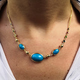 Natural Oval Sleeping Beauty Turquoise Bezel Necklace