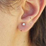 Dainty Diamond Earrings – Tiny Diamond Studs – Delicate Genuine Diamond Earrings – Small Solitaire Earrings – Small Diamond Bridal Set