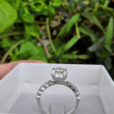Moissanite Solitaire Ring and Diamond Eternity Band - Wedding Set