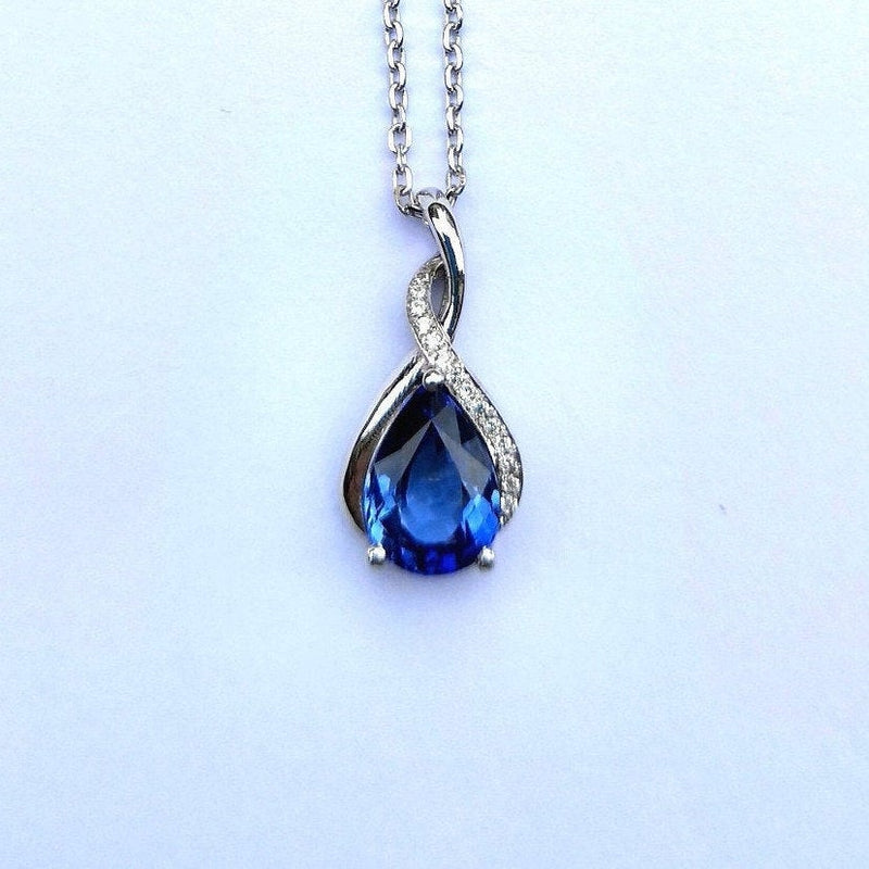 Sapphire Necklace, Ruby Necklace, or Emerald Necklace  "Tear Drops"