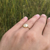 Solid 18k Gold Ring - Ornamented Oval Shape
